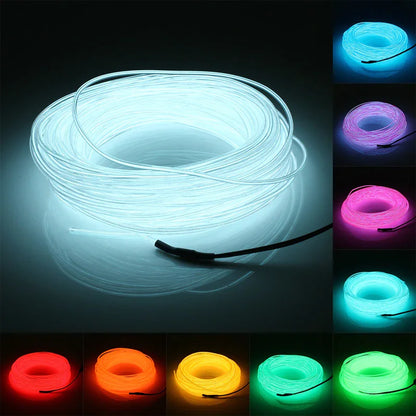 Neon LED Light Glow EL Wire String Strip Rope Tube Decor Car Party + Controller